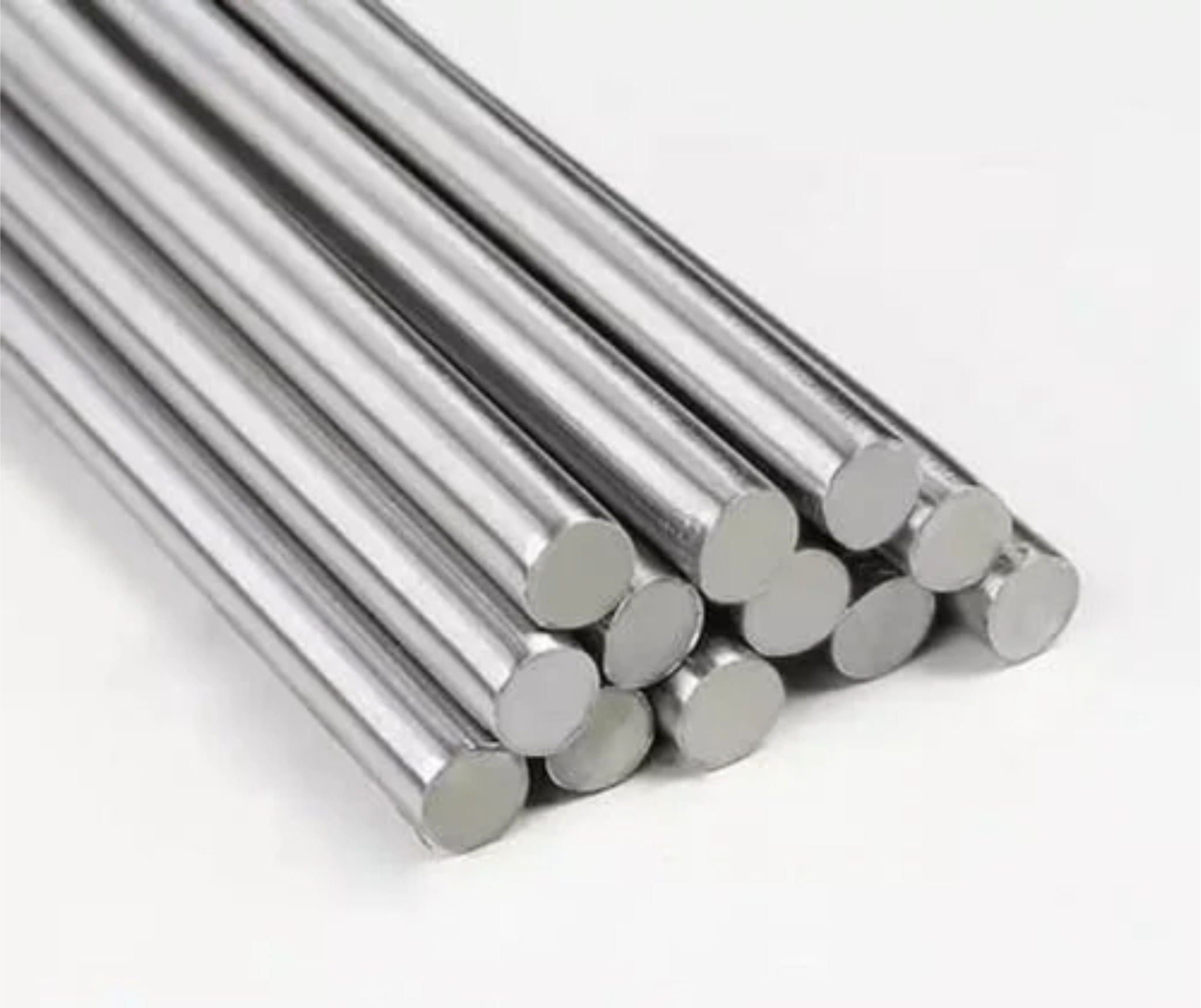 SS round bars in a horizontal position