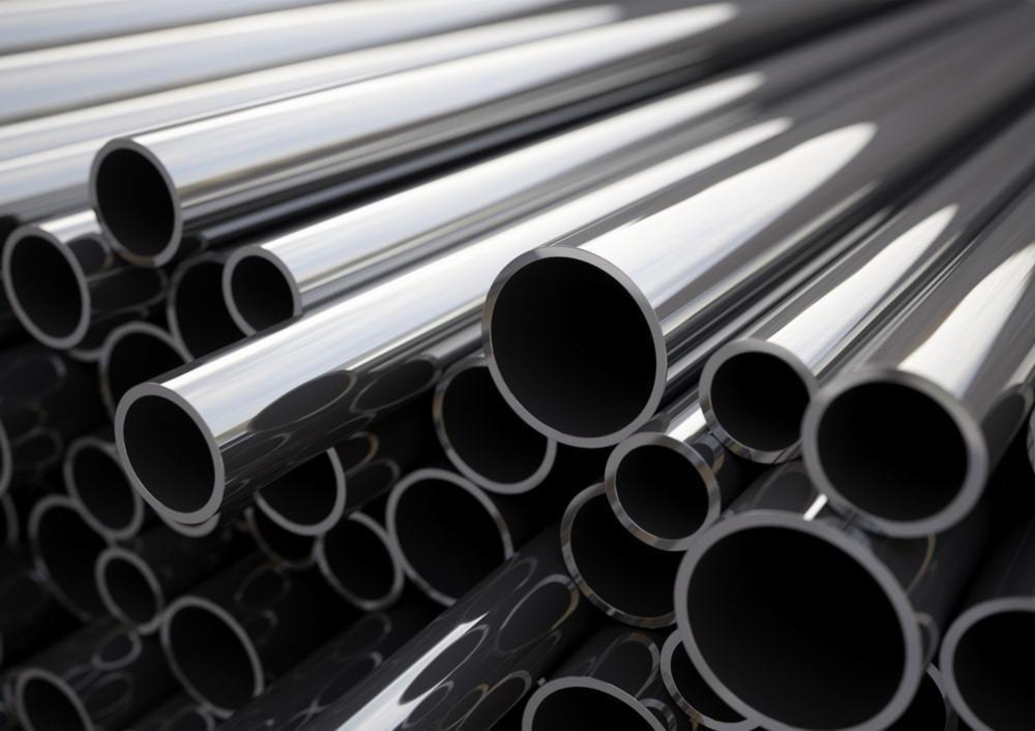 Stainless steel pipes of different diameters and lengths