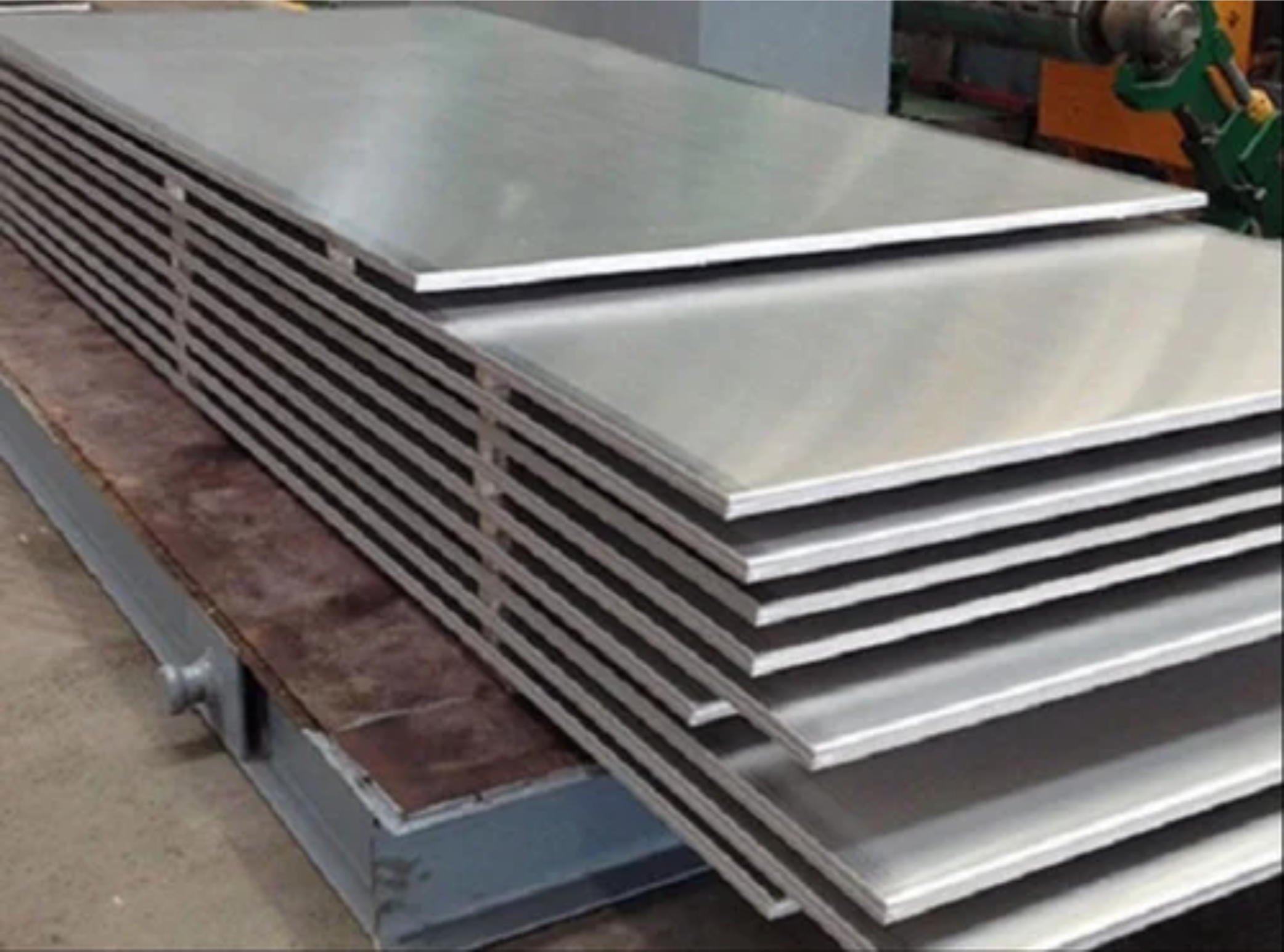 Stainless steel plates stacked on top of each other